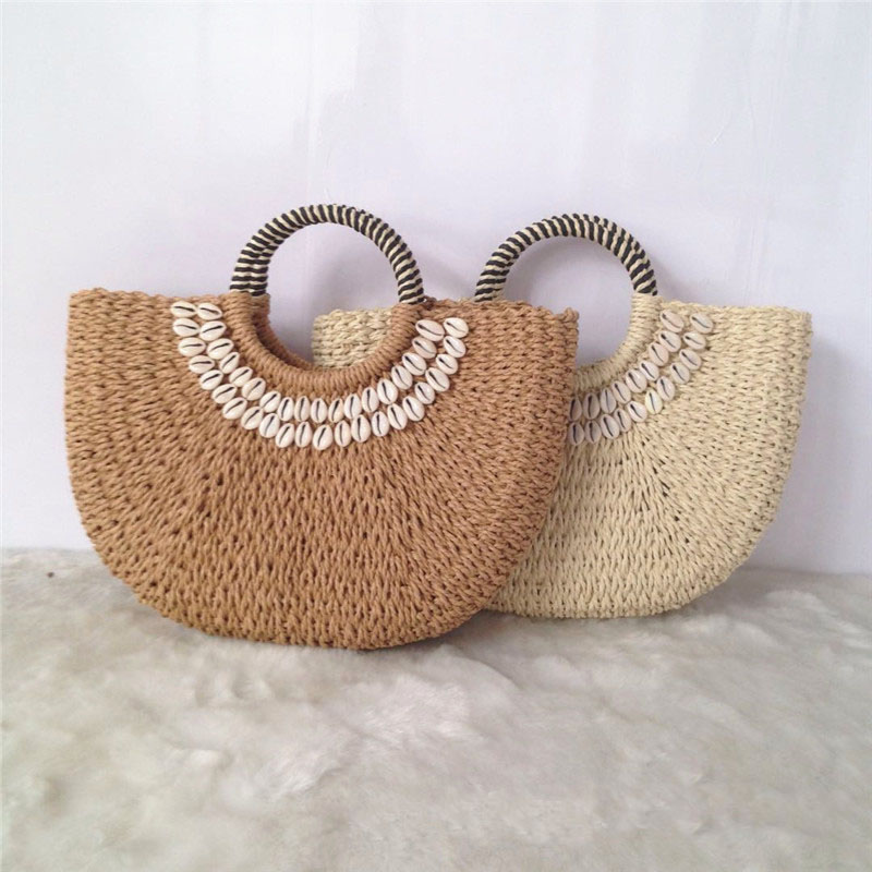 Hand-stitched shell bag round bucket bag