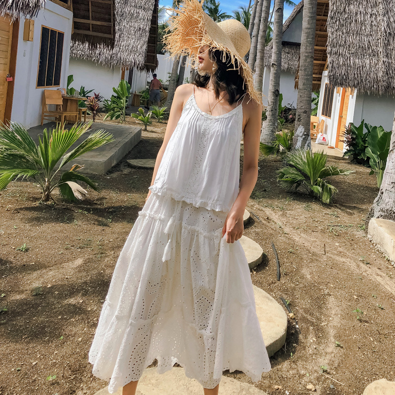 Western lace long skirt white cake skirt