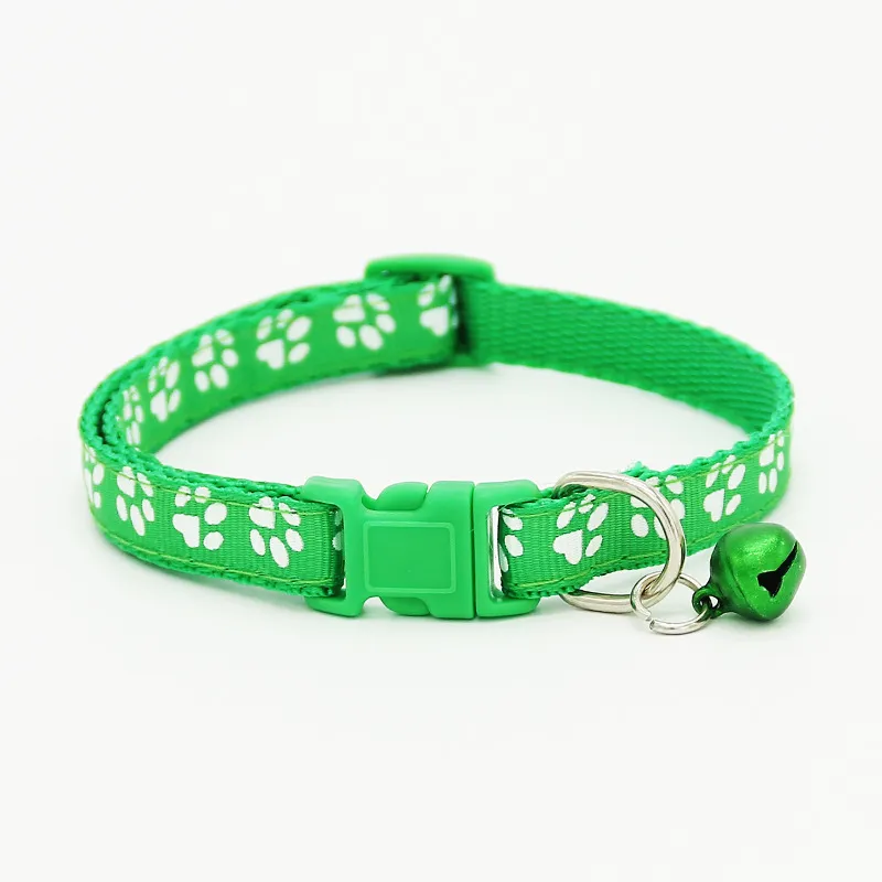 The pet cat wears a bell collar - Green S
