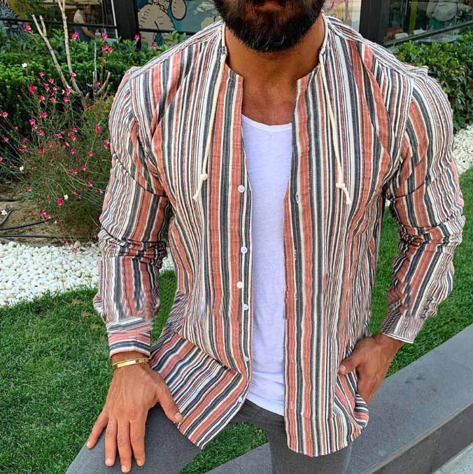 Printed slim-fit striped shirt