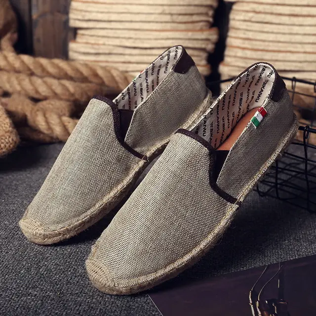 Men's straw canvas shoes