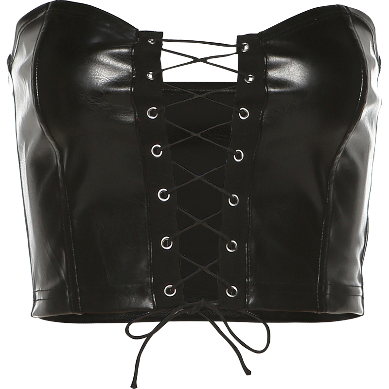 Openwork strap design sense exposed navel wrap chest