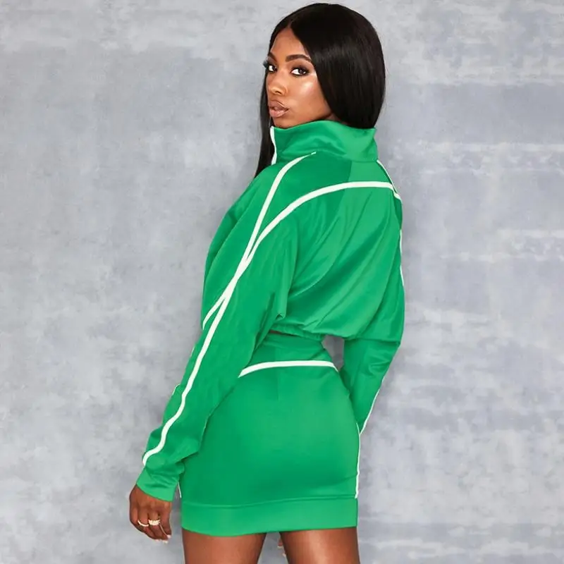 Women's long-sleeved sweater skirt suit