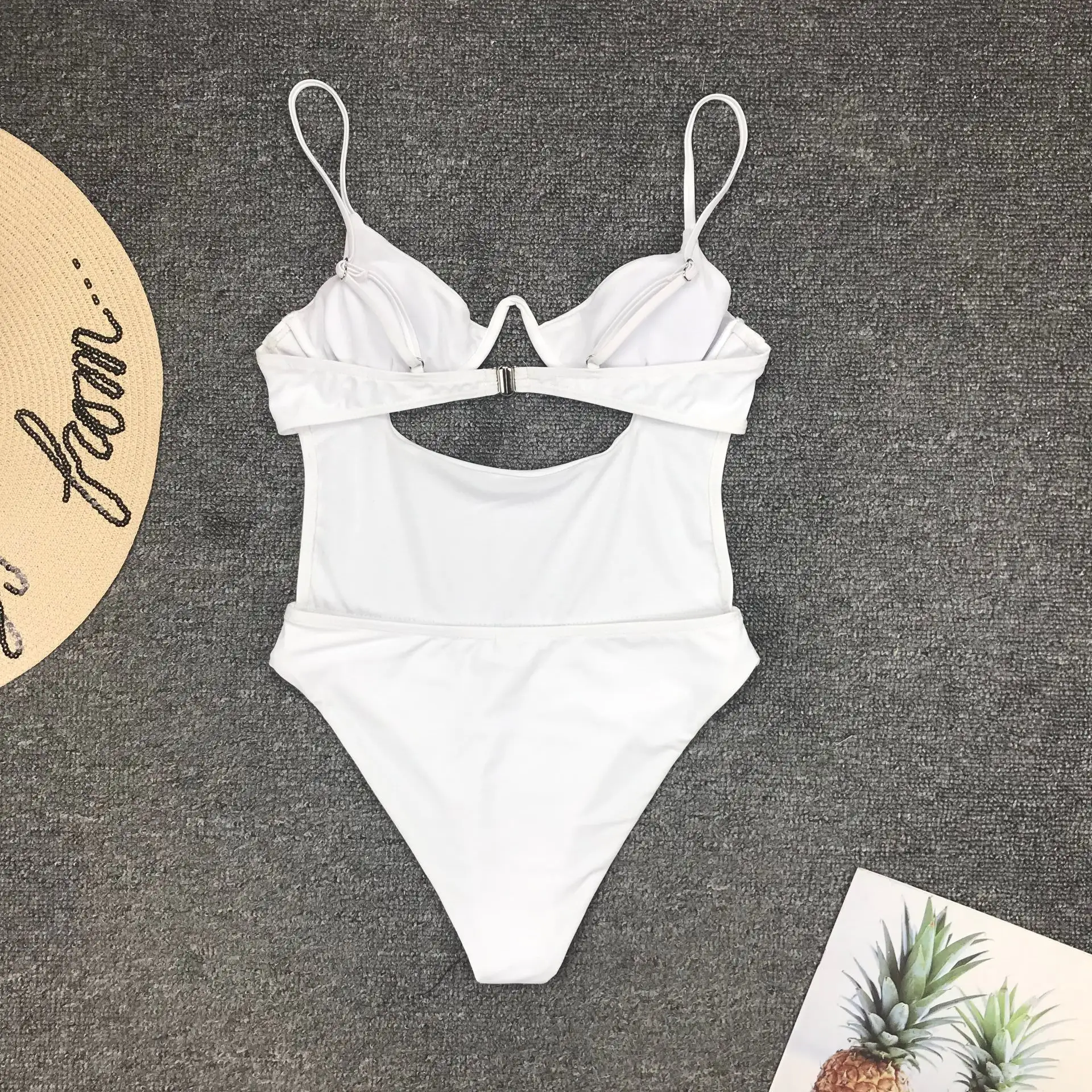 One-piece swimsuit V-neck cutout
