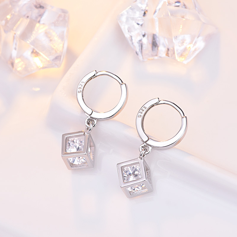 Rubik's cube love window cube sugar earrings