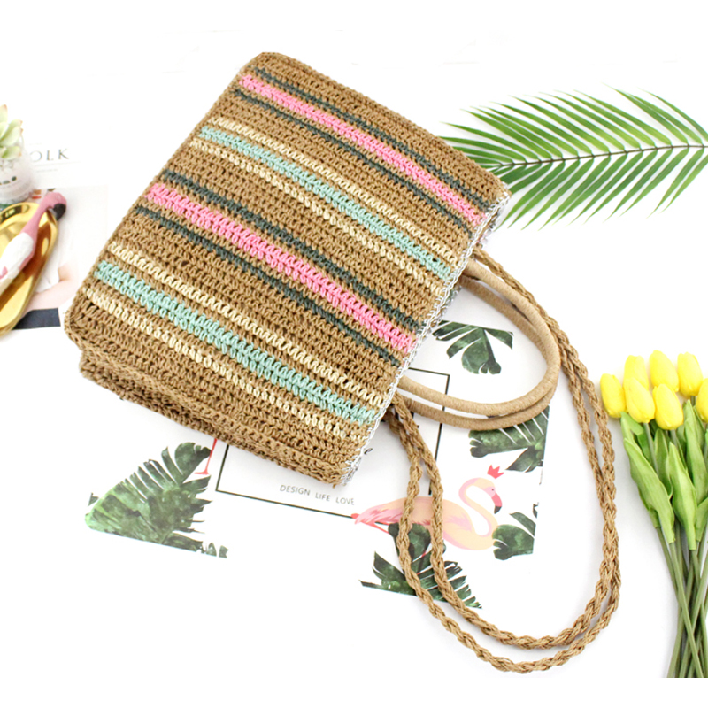 Colorful paper rope straw bag