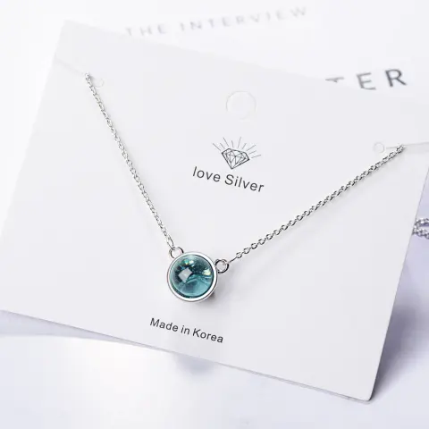 Blue Gradient Round Temperament Clavicle Chain