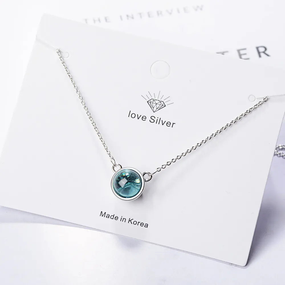 Blue Gradient Round Temperament Clavicle Chain