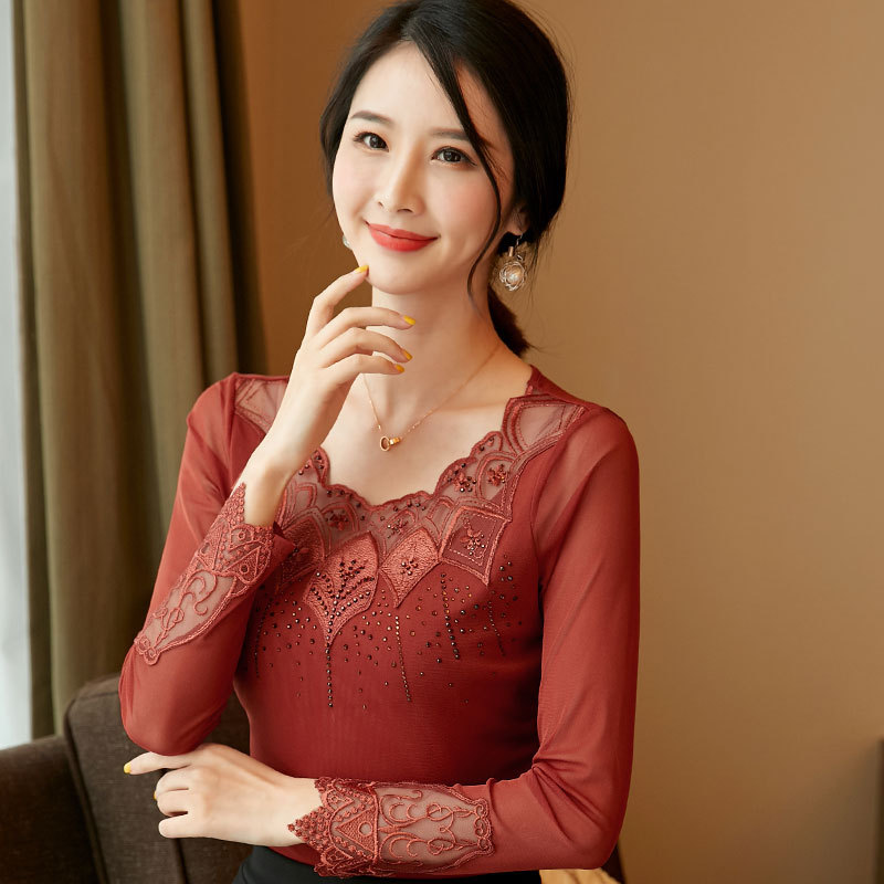 Women's mesh bottoming shirt