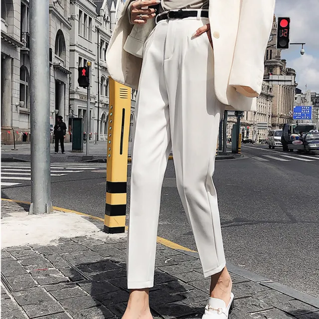 Fashionable wild simple high waist pants pants suit pants White - Shop at LoveMi