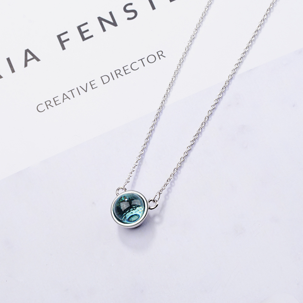 Blue gradient round temperament clavicle chain — foto 2