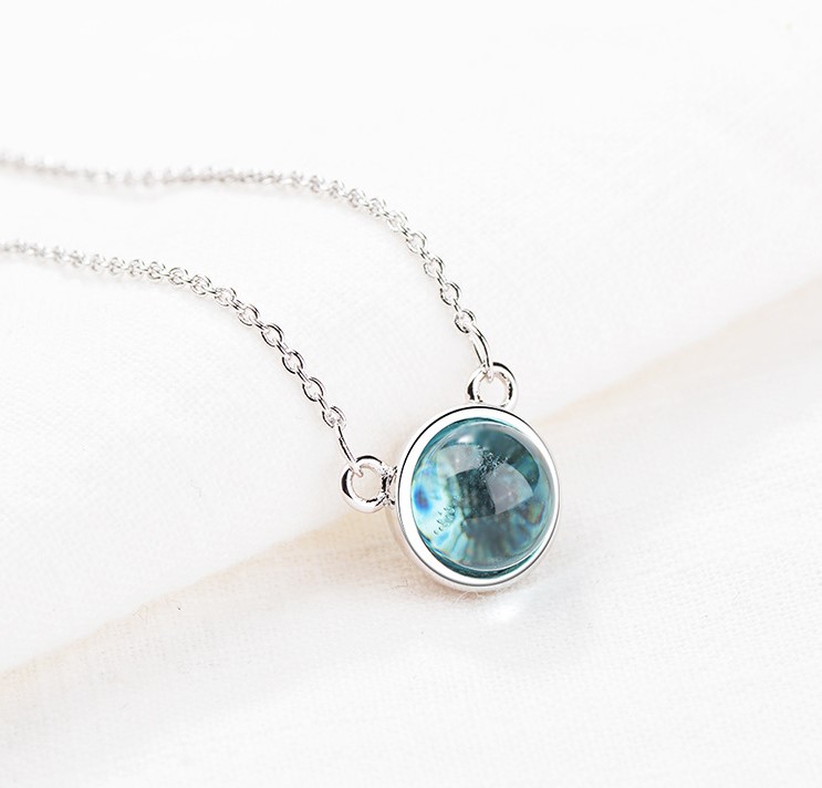 Blue gradient round temperament clavicle chain — foto 3