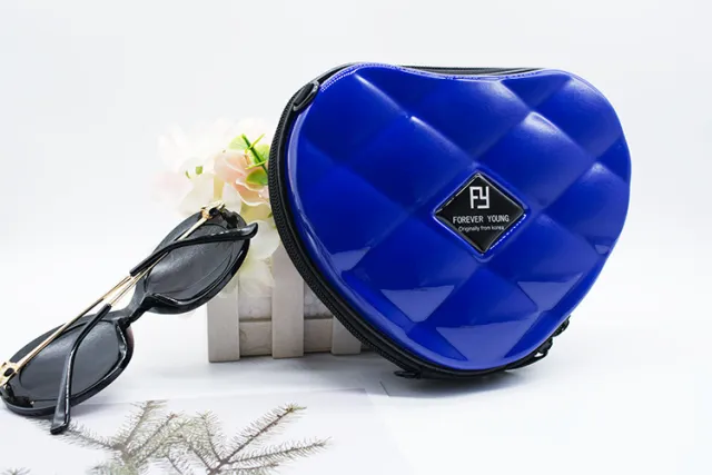 Mini heart shaped suitcase small bag Blue - Shop at LoveMi