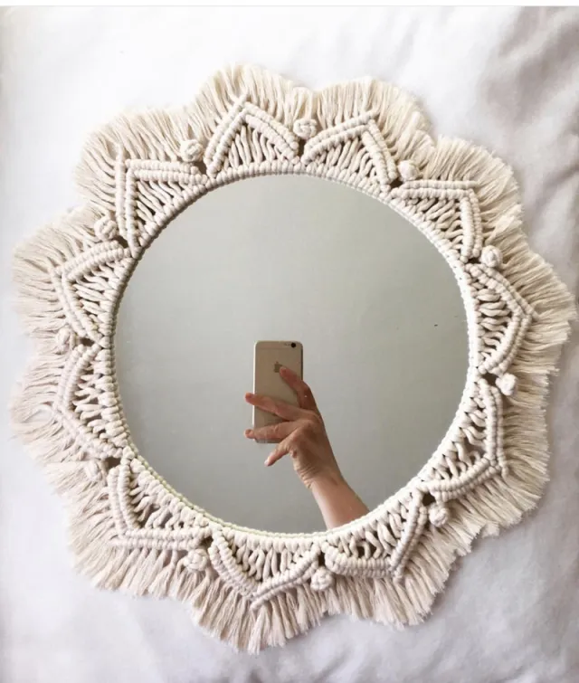 Sunflower. INS Scandinavian Girl Heart Mirror Handmade Tapestry Cosmetic Mirror Ring Home Decoration - Shop at LoveMi