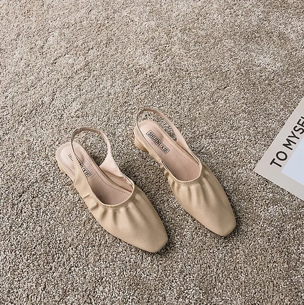 Retro round low heel shoes Apricot - Shop at LoveMi