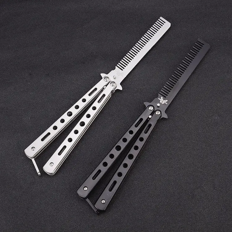 Outdoor Foldable Comb Stainless Steel Practice Training Butterfly Knife