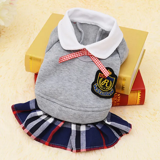 Dog clothing Teddy foreign trade pet school uniform Gray Skirt - Shop at LoveMi