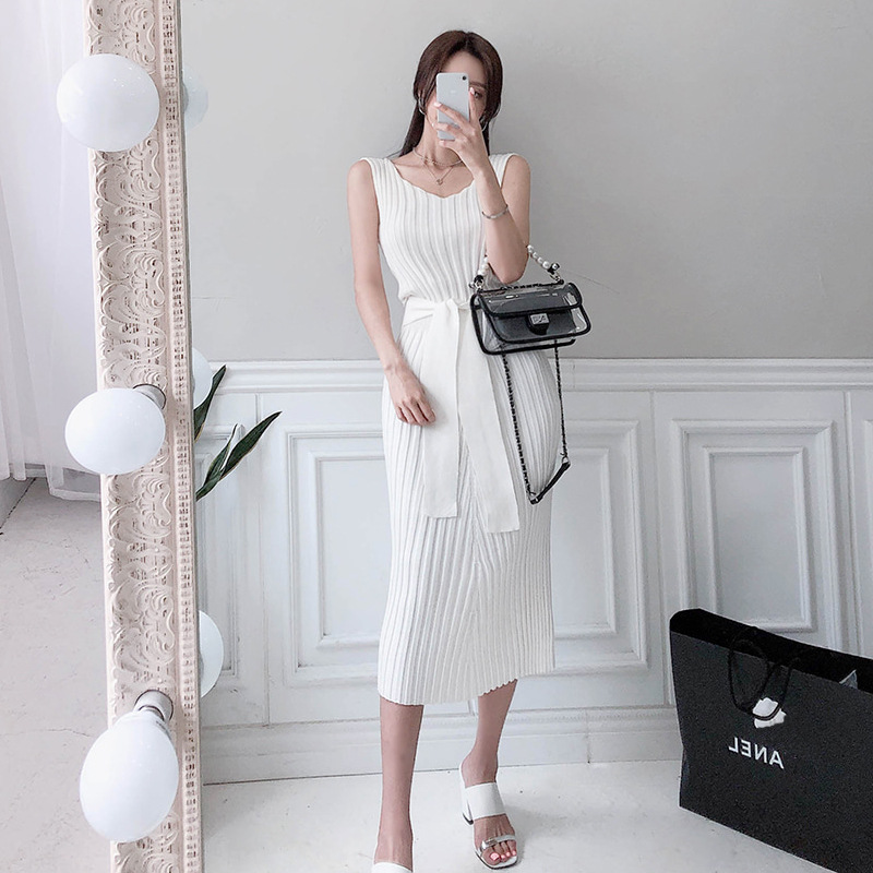 V-Neck Knitted Lace-Up Dress, picture 5 of 5