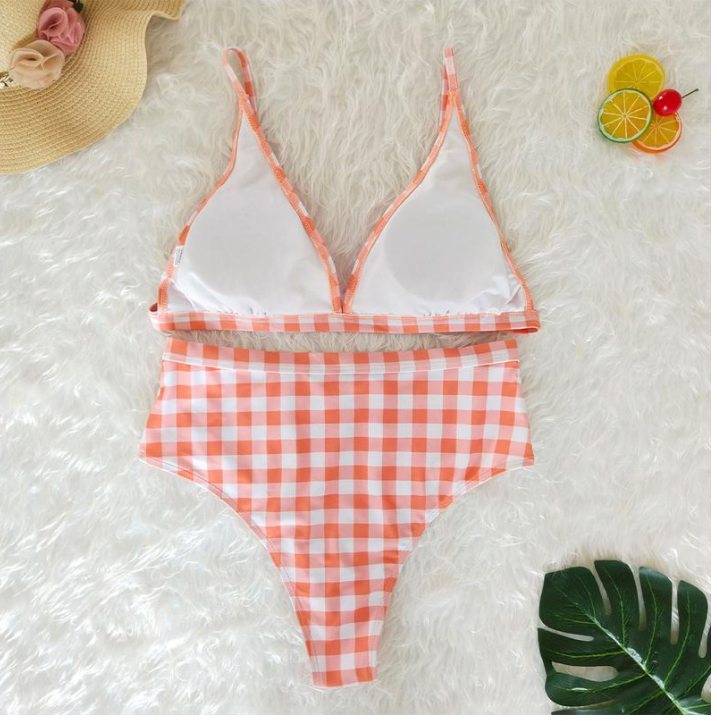 Plaid body and generous simple split swimsuit - Image 3