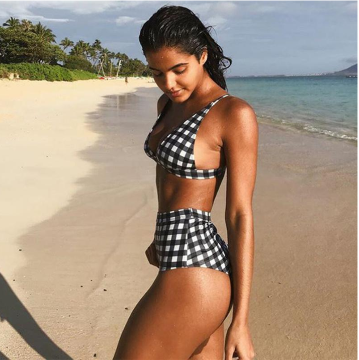 Plaid body and generous simple split swimsuit - Image 2