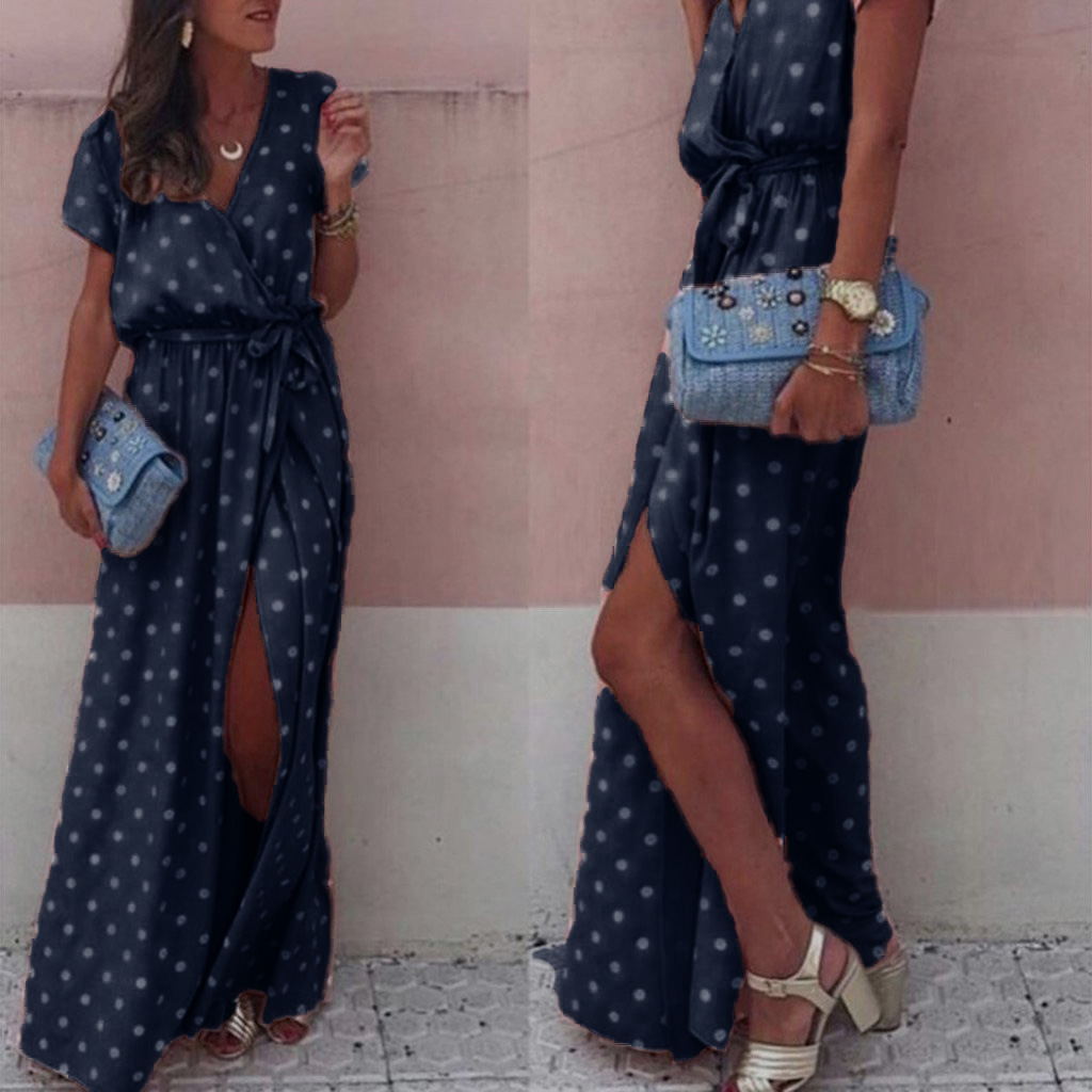 Sexy V-neck polka dot dress