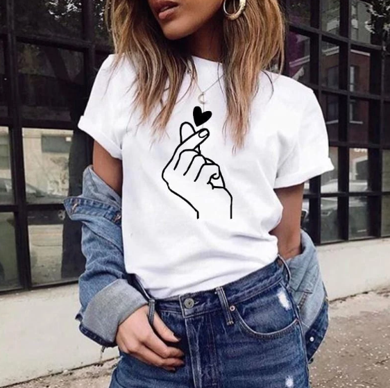 CUT heart polyester cotton short sleeve top