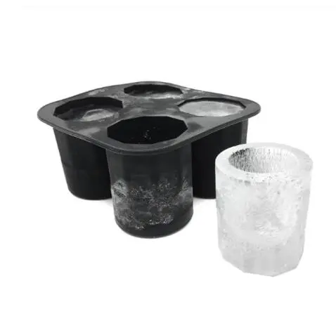 Silicone Ice Maker Mould Bar Party Drink Ice Tray Cool Shape Ice Cube Freeze Mold 4-Cup Ice Mold Cup - Black