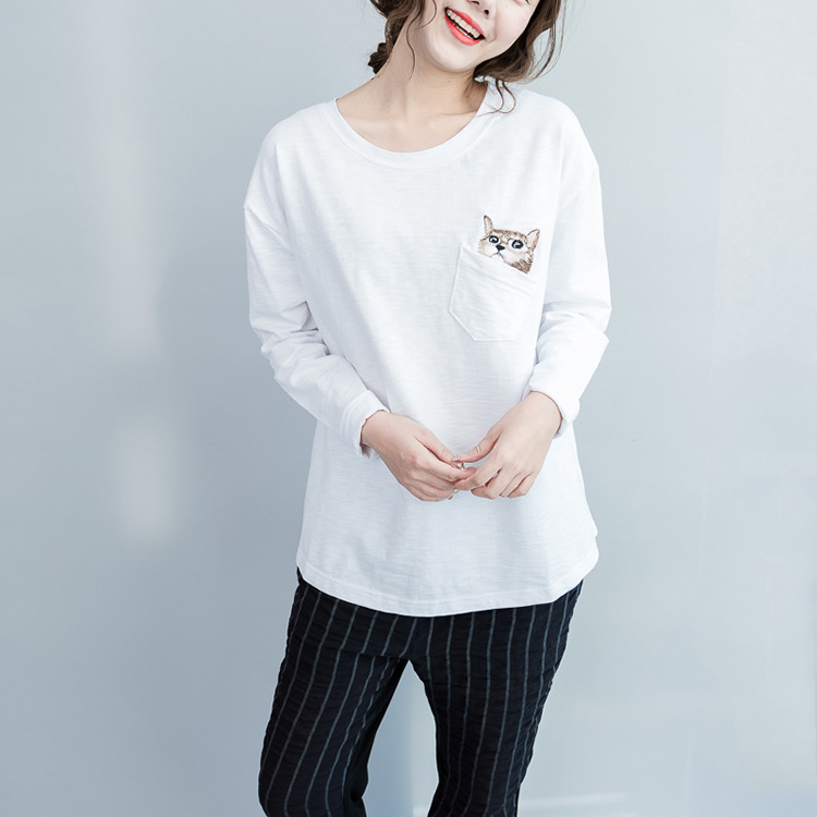 Korean version of cat pattern t-shirt