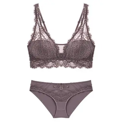 Laceless Bra Gathering Bra Lace Bra Set