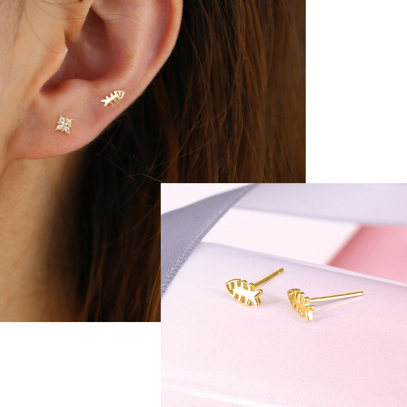 Fun Fishbone Ear Studs