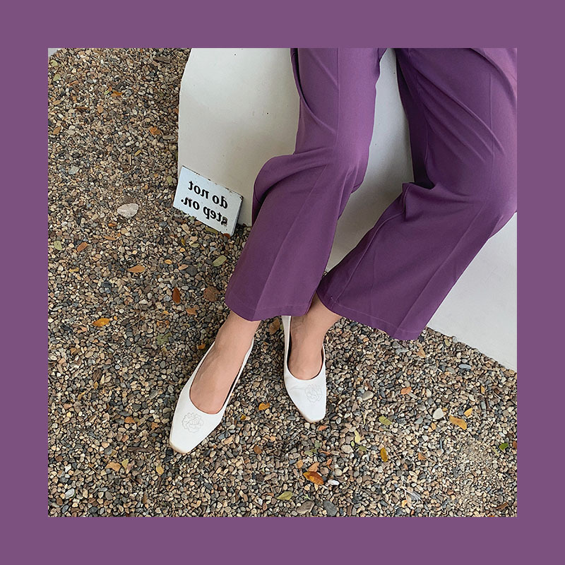 Draped purple straight pants