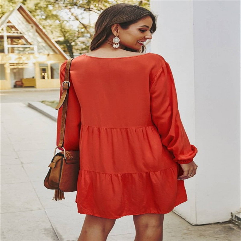 V-neck long sleeve casual dress