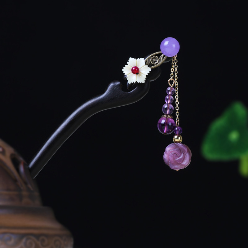 Hair pin with antique fringe Purple Willow - Shop at LoveMi