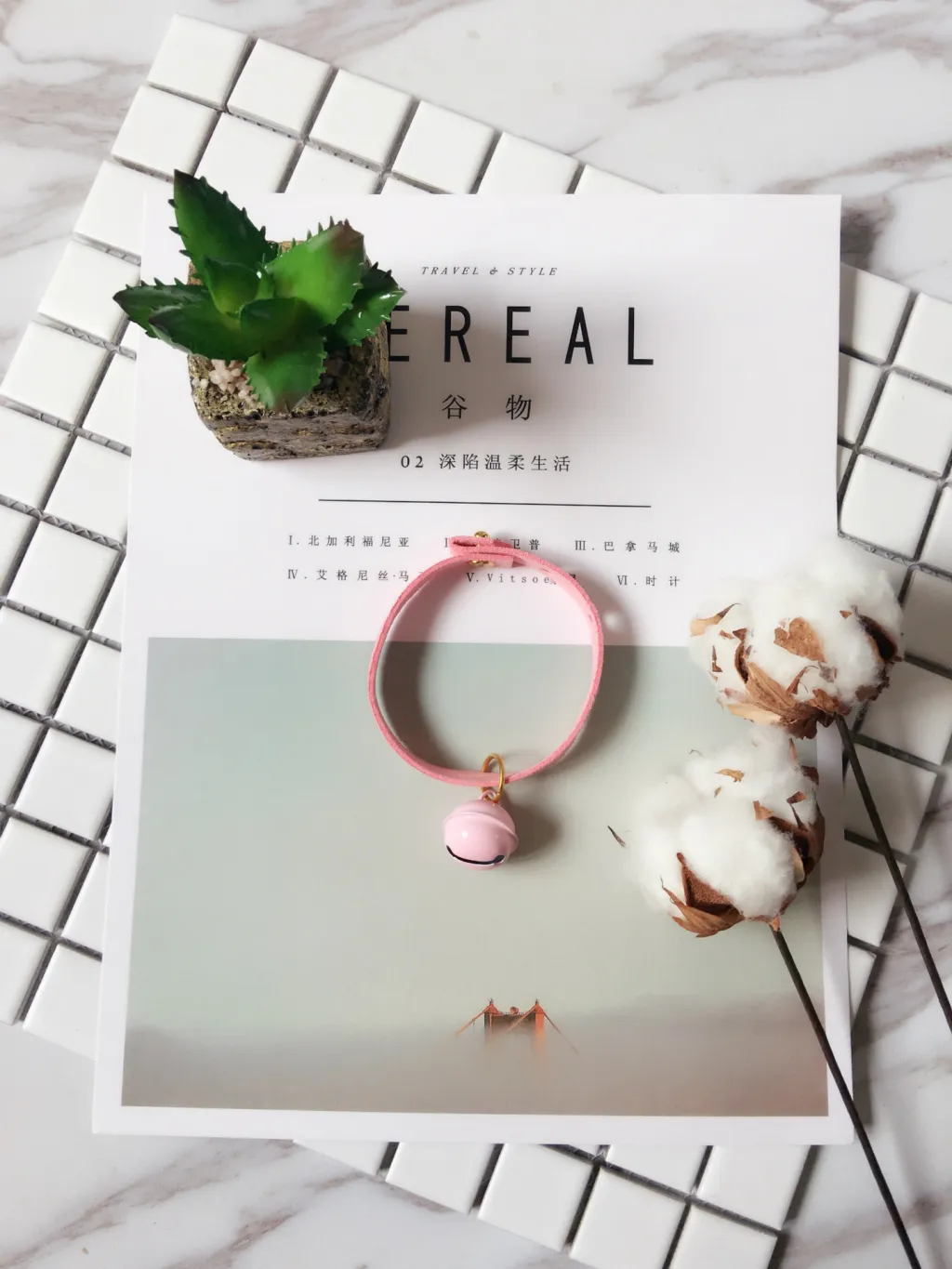 Candy-colored necklace pet bell - Pink