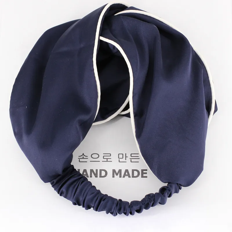 Satin women's hairband - Navy Blue