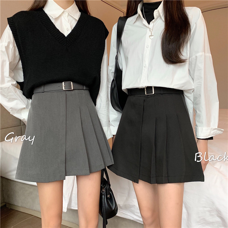 Temperament pleated half-length skirt