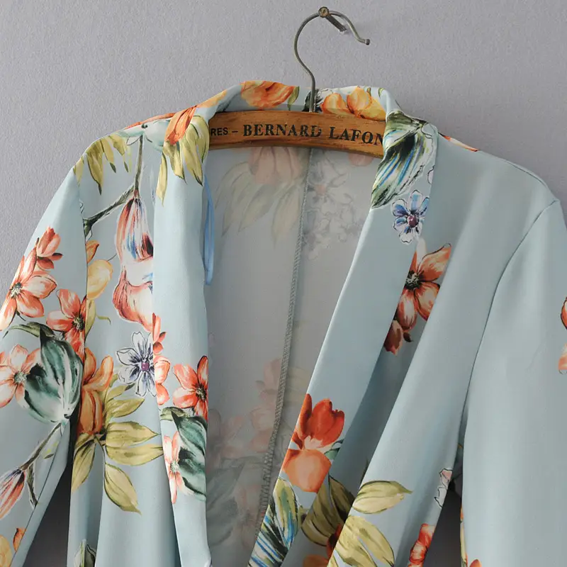 Fashion print belt suit jacket