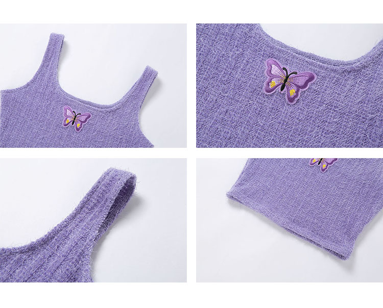 Girly Purple Butterfly Knitted Vest
