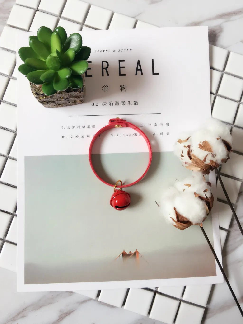 Candy-colored necklace pet bell - Red