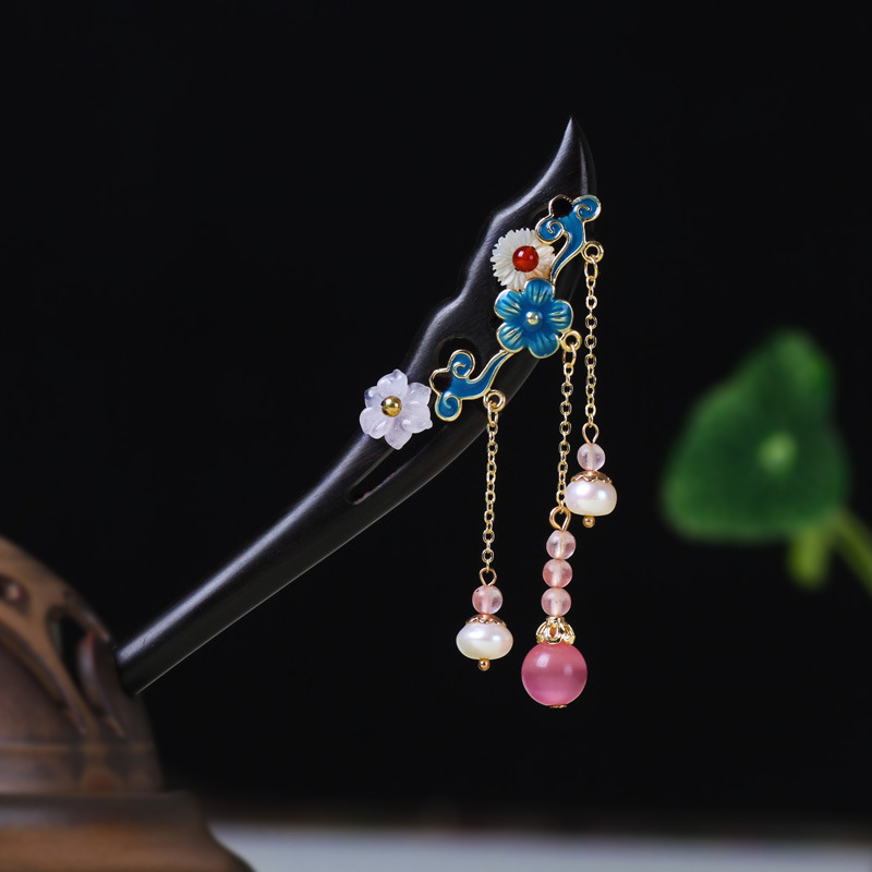 Hair pin with antique fringe Jade Like Stone - Shop at LoveMi