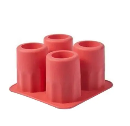 Silicone Ice Maker Mould Bar Party Drink Ice Tray Cool Shape Ice Cube Freeze Mold 4-Cup Ice Mold Cup - Red