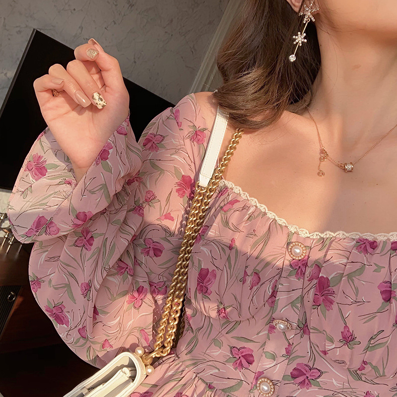 Fairy Bellflower Chiffon Floral Dress