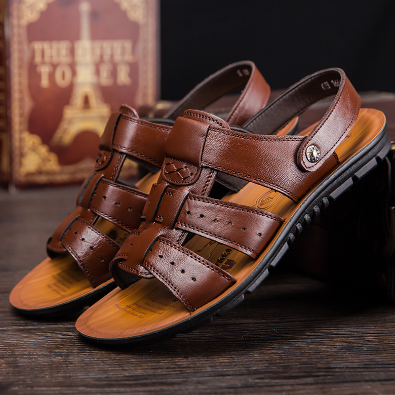 Household slippers Men's slippers breathable leather sandals