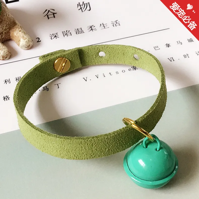 Candy-colored necklace pet bell - Green