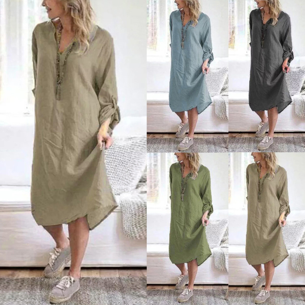 Plain round neck plover dress