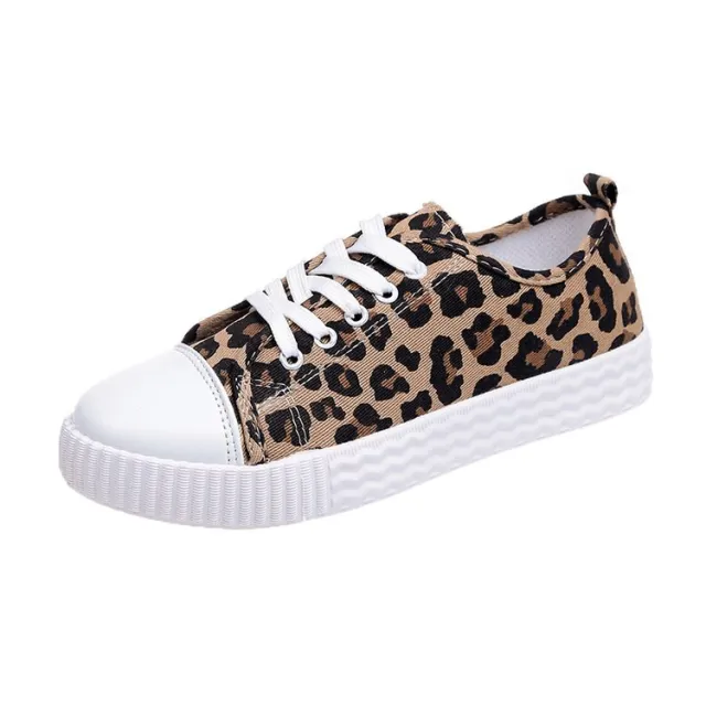 Leopard pattern wild canvas shoes student ins flat bottom shoes tide Yellow - Shop at LoveMi