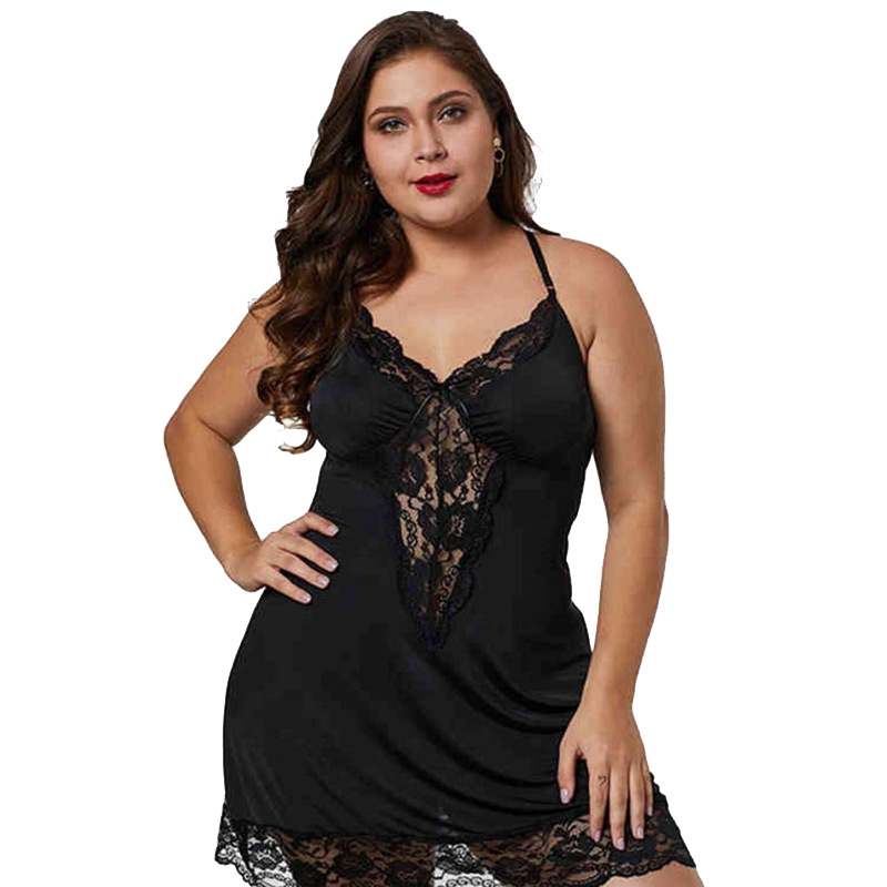 Deep v lace suspender lace nightdress