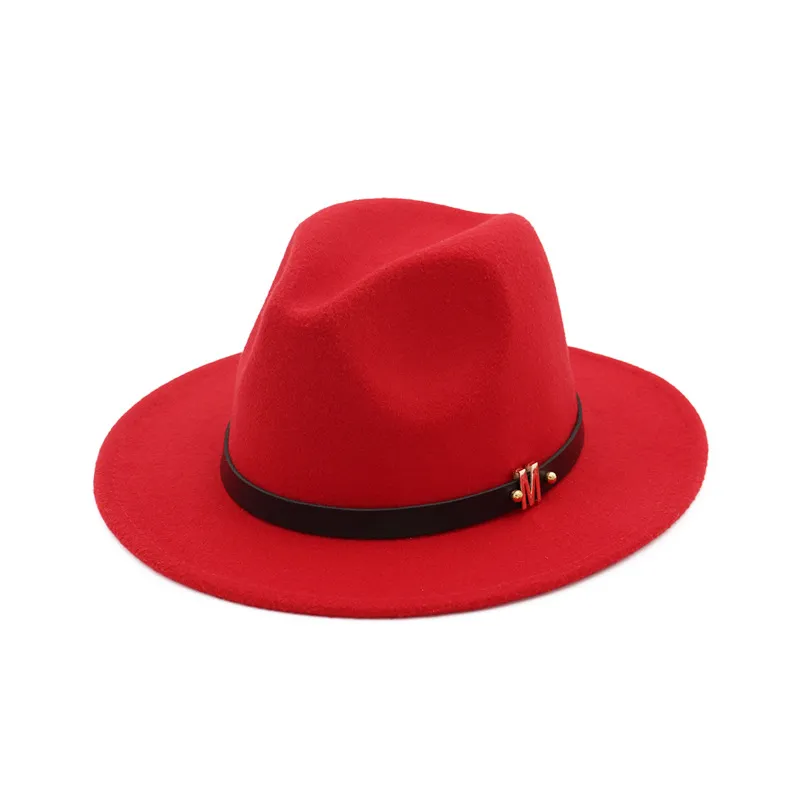 Women's flat brim woolen hat - Red