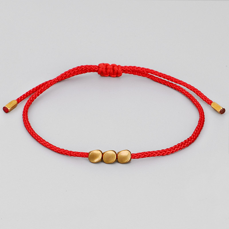 Irregular copper beads black rope bracelet