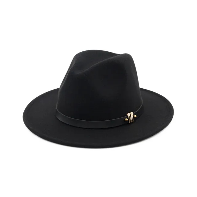 Women's flat brim woolen hat Black - Shop at LoveMi